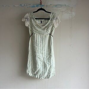 Blue and cream striped dress